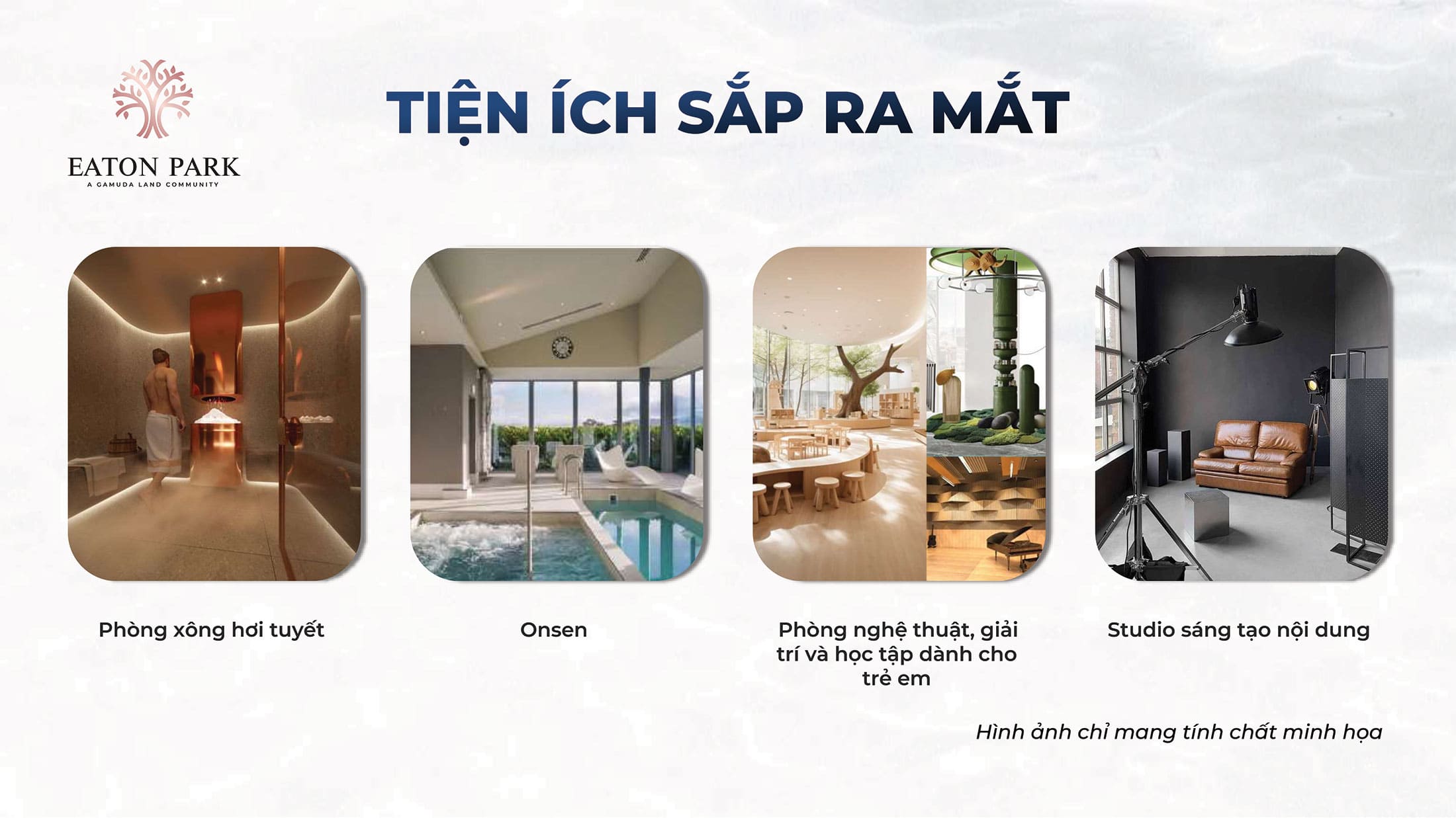 Phòng xông hơi tuyết, phòng tắm onsen, Không gian nghệ thuật, giải trí, giáo dục cho trẻ em, Studio sáng tạo nội dung.